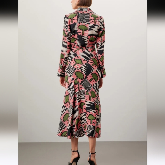 UNTITLED IN MOTION Lelaki Midi Skirt Boho Mushroom Print. Pink/green Multi. SM - Picture 8 of 16